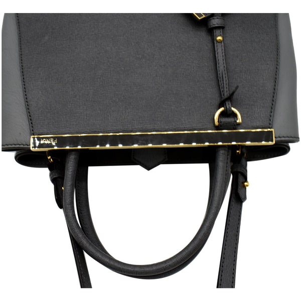 FENDI Petite 2Jours Vitello Elite Leather Tote Shoulder Bag Grey