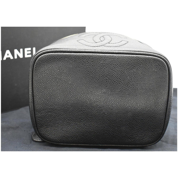CHANEL Vintage Vanity Case Leather Chain Cosmetic Bag Black