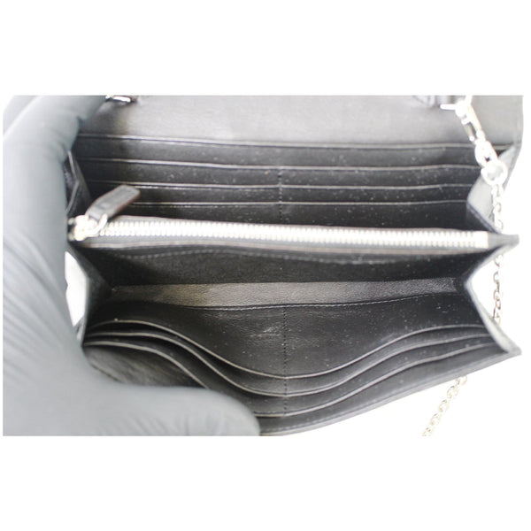 MCM Patricia Monogram Leather Crossbody Chain Wallet Black