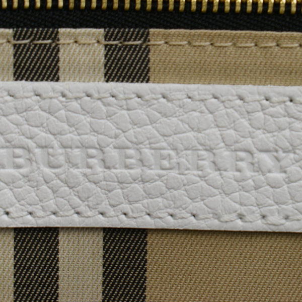 BURBERRY Grainy Leather Bowling Shoulder Bag White