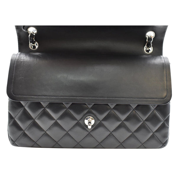 CHANEL Classic Jumbo Double Flap Lambskin Leather Shoulder Bag Black