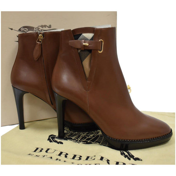 BURBERRY Ankle Leather Boots Brown Size 9.5