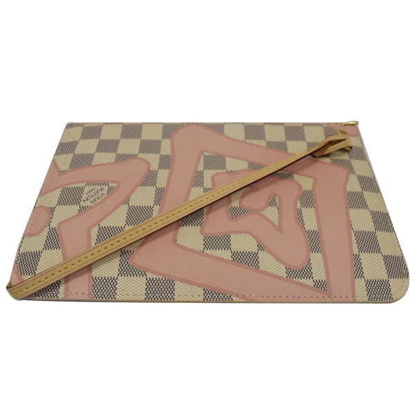 LOUIS VUITTON Tahitienne Pochette Wristlet Pouch Damier Azur Neverfull MM Pink