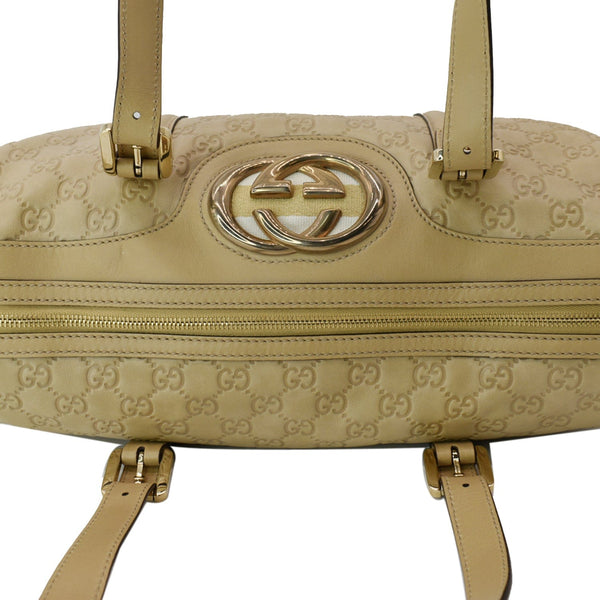 GUCCI Small Britt Guccissima Leather Satchel Bag Beige 170010