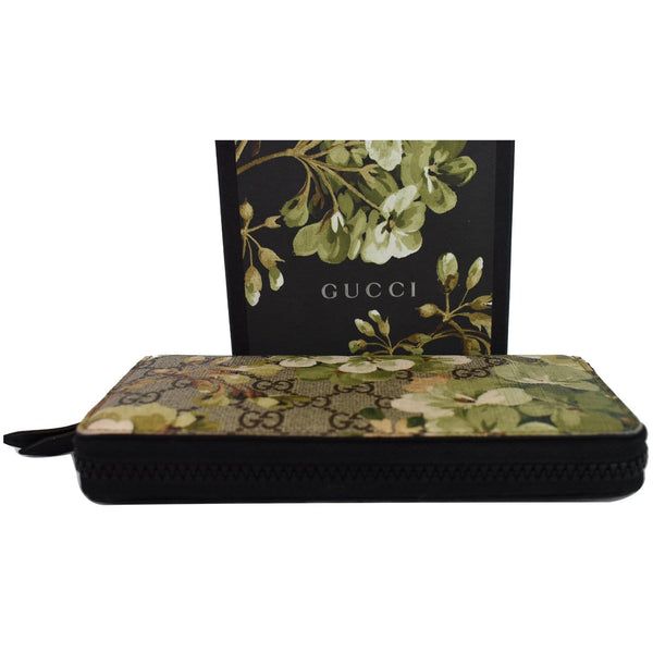 Gucci Blooms Zip Around GG Canvas Wallet Women Beige - top upside view