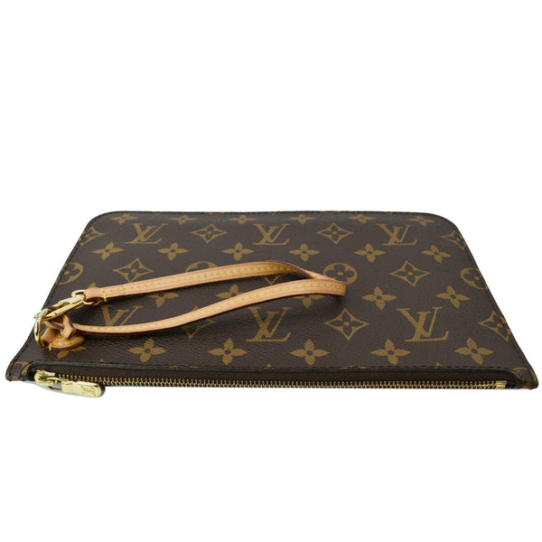 LOUIS VUITTON Neverfull Monogram Canvas Pochette Wristlet Pouch Brown