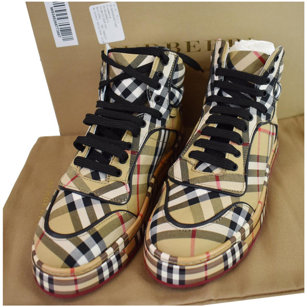 BURBERRY Vintage Check Cotton High-Top Sneakers US 7.5