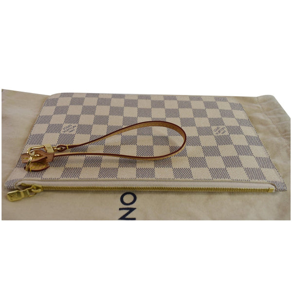 LOUIS VUITTON Pochette Wristlet Pouch Damier Azur Neverfull MM White
