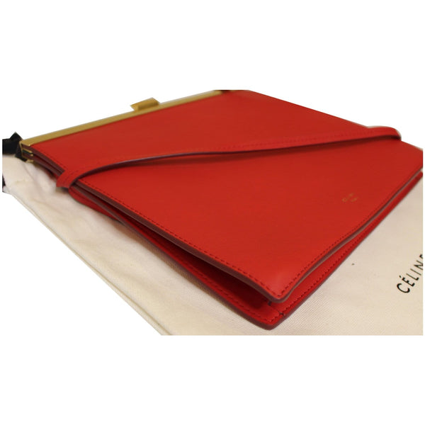 CELINE Mini Clasp Smooth Calfskin Leather Crossbody Bag Red