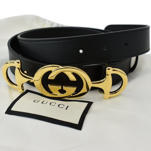 Gucci Horsebit Interlocking Leather Belt Black Size 95/38