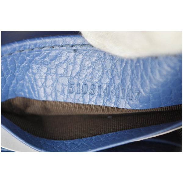 GUCCI Dollar Interlocking G Calfskin Leather Chain Wallet Crossbody Bag Blue 510314