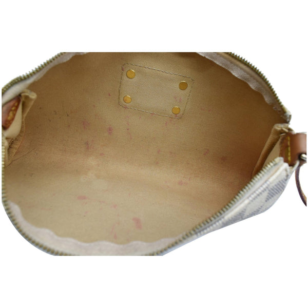 LOUIS VUITTON Pochette Eva Damier Azur Clutch Crossbody Bag White