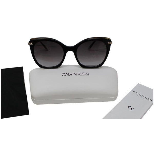 Calvin Klein CK1238S 001 53 Cat Eye Women Black Sunglasses Grey Lens