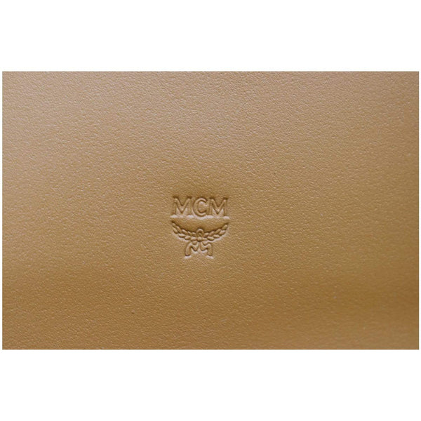 MCM Patricia Visetos Monogram Crossbody Chain Wallet Cognac