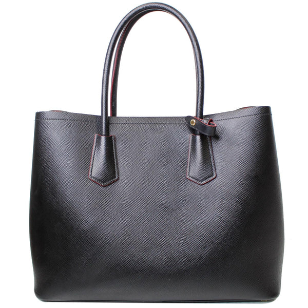 PRADA Double Handle Saffiano Leather Tote Bag Black