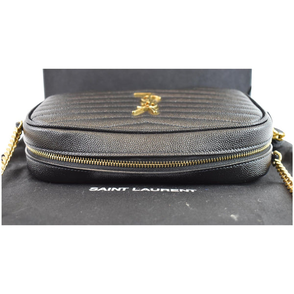 YVES SAINT LAURENT Mini Lou Grain De Poudre Camera Bag Black