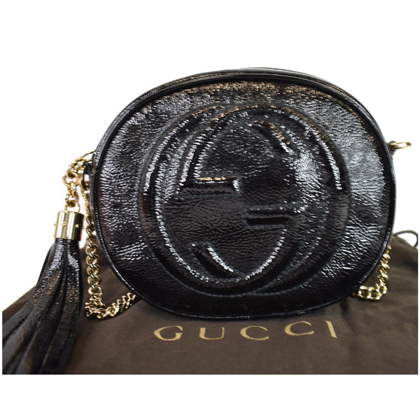 GUCCI Mini Soho Chain Pebbled Calfskin Shoulder Bag Black 353965