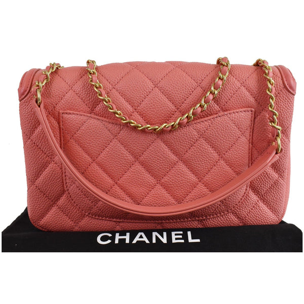 CHANEL CC Filigree Medium Quilted Caviar Leather Shoulder Bag Salmon