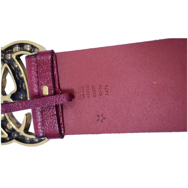 GUCCI Pearl Double G Buckle Leather Wide Belt Red 453261
