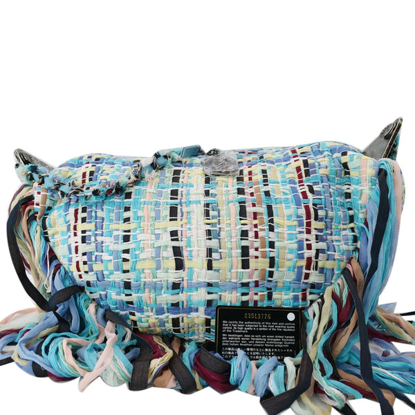 CHANEL Coco Cuba Hammock Tweed Woven Hobo Bag Turquoise