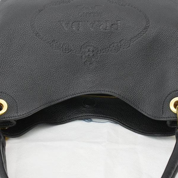 PRADA Vitello Phenix Leather Embossed Logo Hobo Bag Black