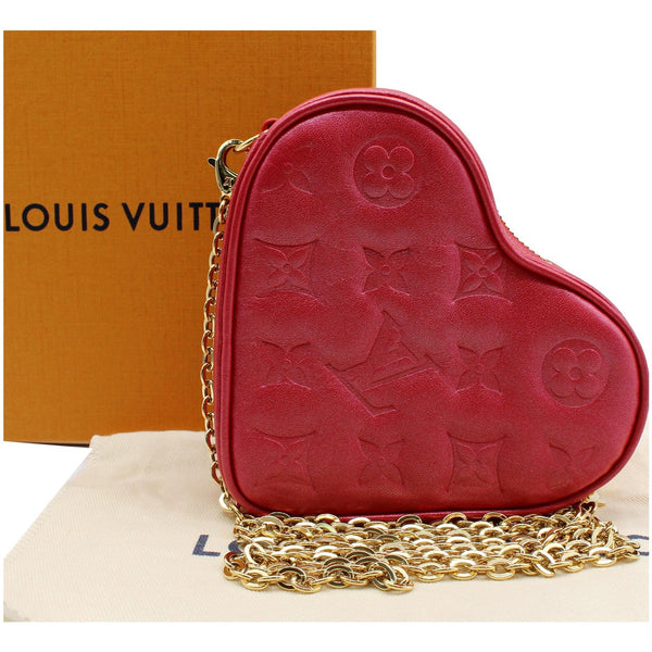 LOUIS VUITTON Heart on Chain Monogram Embossed Crossbody Bag Red - Final Sale