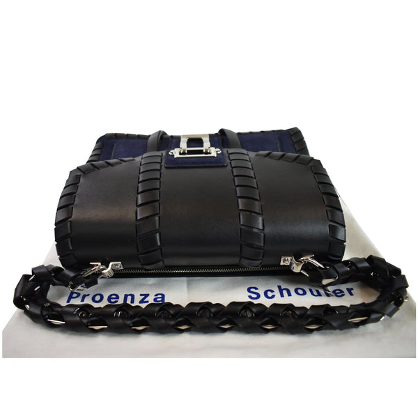 PROENZA SCHOULER Hava Whipstitch Leather Chain Shoulder Bag Navy Blue