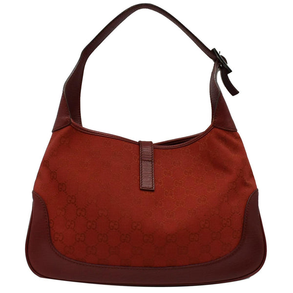 Gucci Jackie Vintage GG Canvas Leather Hobo Bag Red