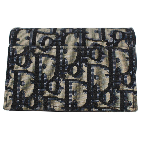 CHRISTIAN DIOR Saddle Flap Jacquard Canvas Card Holder Beige
