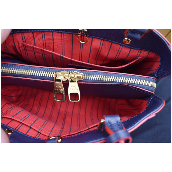 LOUIS VUITTON Montaigne BB Monogram Empreinte Leather Satchel Bag Marine Rouge