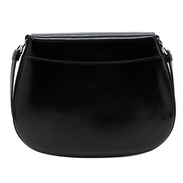 PRADA Cleo Brushed Leather Shoulder Bag Black