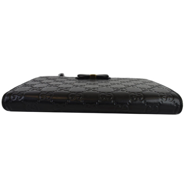 GUCCI Bow Guccissima Leather Chain Wallet Black 431408