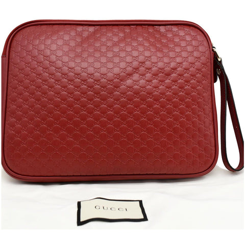 Gucci Microguccissima Leather Clutch Bag Red - backside