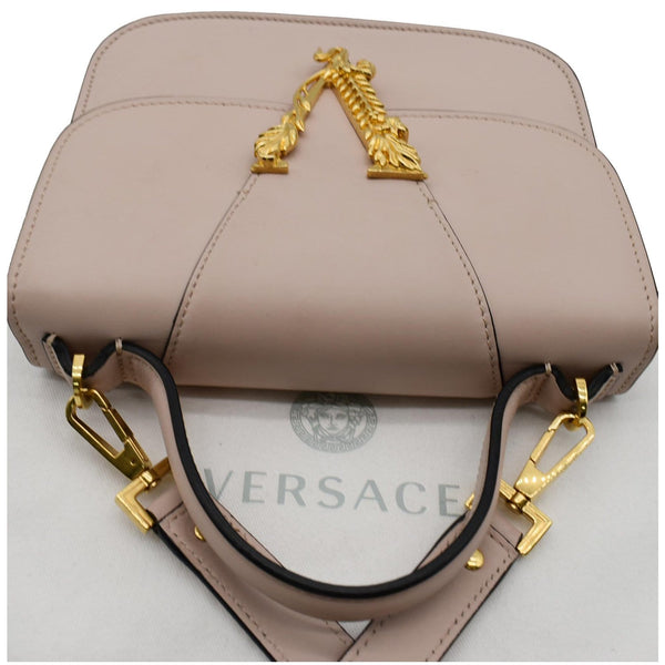 VERSACE Virtus Small Leather Shoulder Bag Light Pink