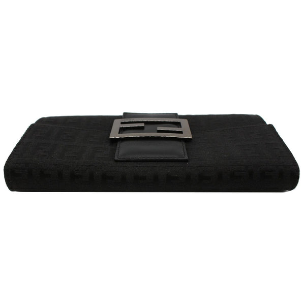 FENDI Zucchino Monogram Canvas Long Bi-Fold Wallet Black