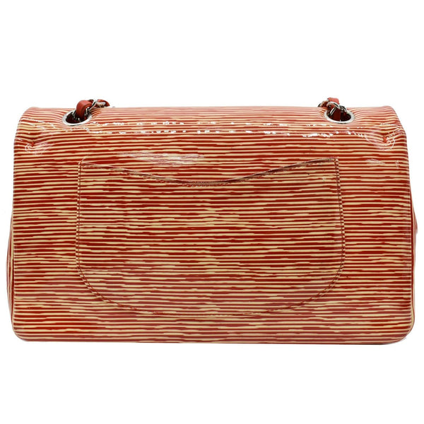 Chanel Medium Double Flap Striped Patent Leather Bag