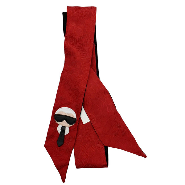 FENDI Karlito Wrappy Silk Scarf Red