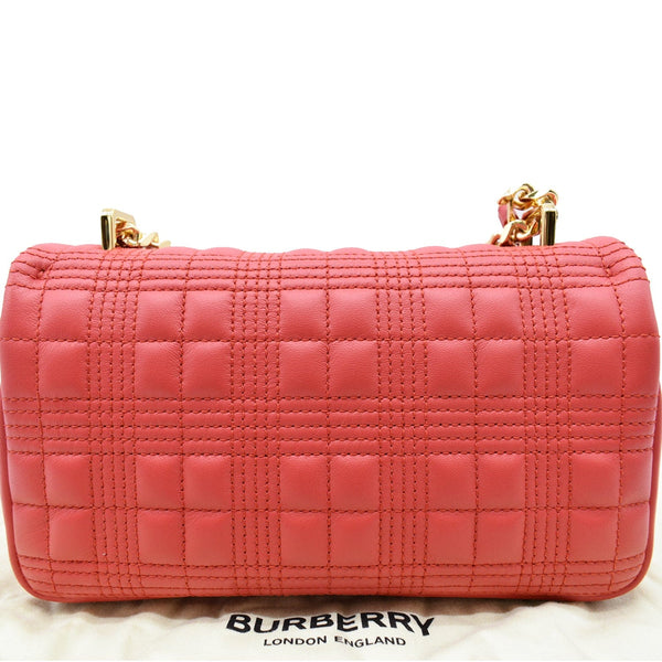 BURBERRY Small Lola Quilted Lambskin Crossbody Bag Primrose Red