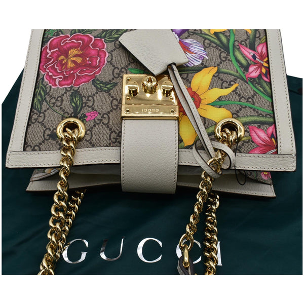 Gucci Padlock Flora Small GG Supreme Canvas Shoulder Bag