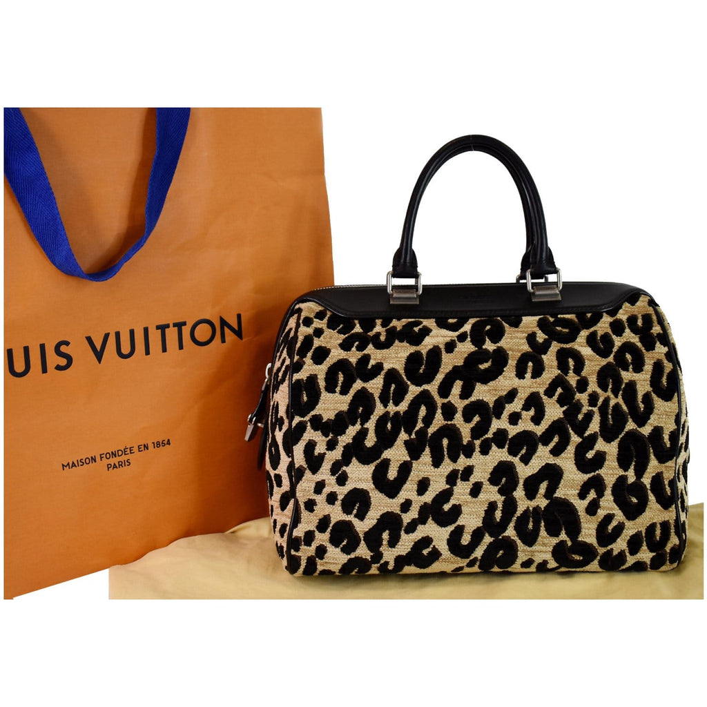 LOUIS VUITTON Jacquard Velvet Leopard Print Stephen Sprouse Speedy 60178