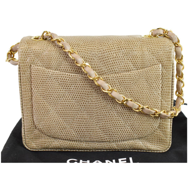 Chanel Vintage Mini Square Flap Lizard Bag front side
