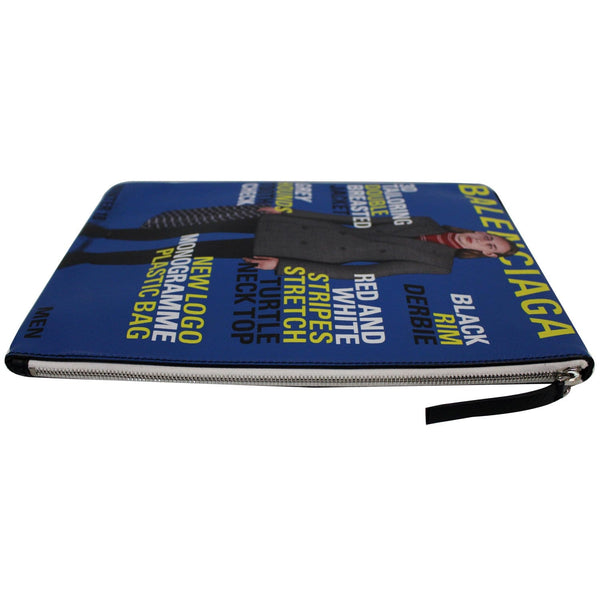 BALENCIAGA Magazine Print Leather Zippy Clutch Red/Blue - 20% OFF