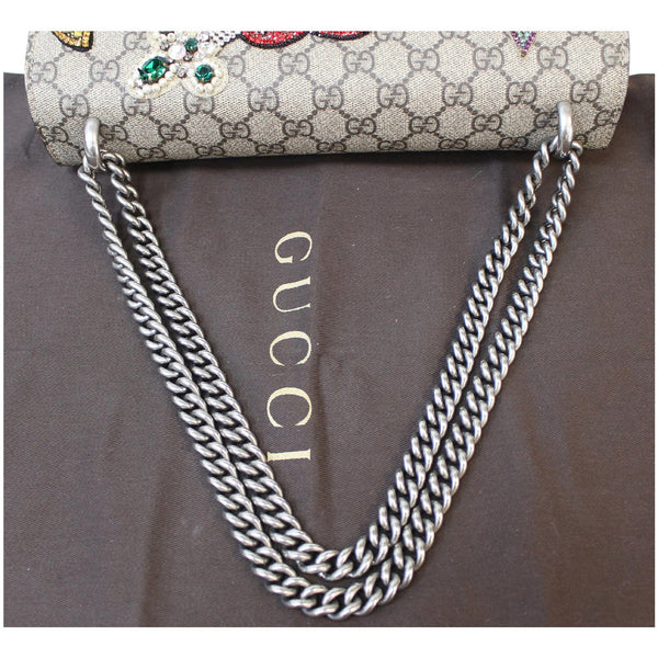 GUCCI Dionysus Embroidered Medium GG Supreme Shoulder Bag Beige