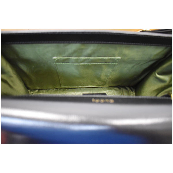 GUCCI Logo Plaque Leather Shoulder Bag Black 589471