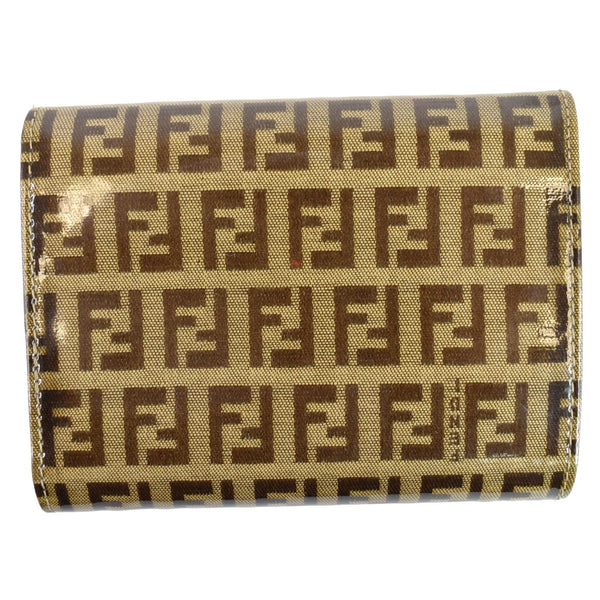 FENDI Trifold Zucca Vinyl Coated Wallet Brown