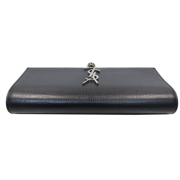 YVES SAINT LAURENT Classic Kate Monogram Tassel Embossed Leather Clutch Black