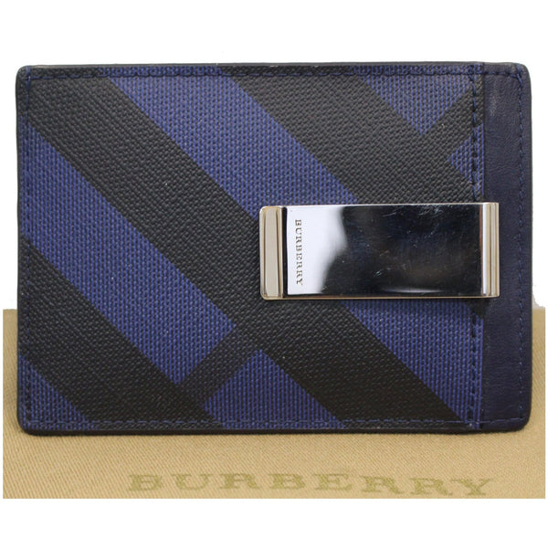 BURBERRY London Check Money Clip Card Case Navy/Black