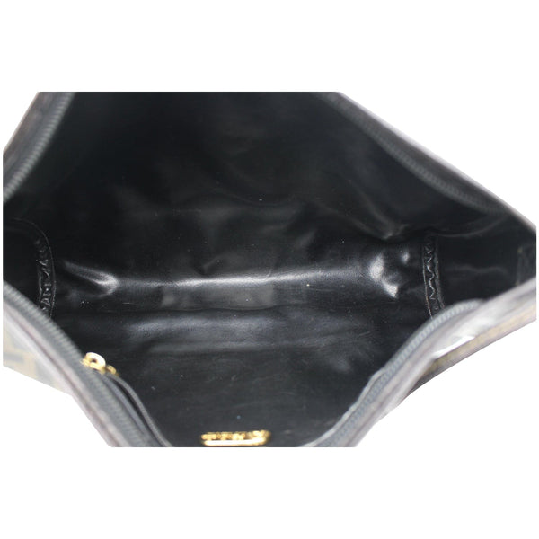 FENDI Roma Coated Canvas Leather Crossbody Bag Brown