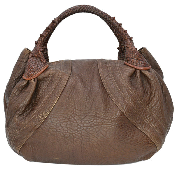 FENDI Spy Nappa Leather Satchel Bag Brown 8BR511