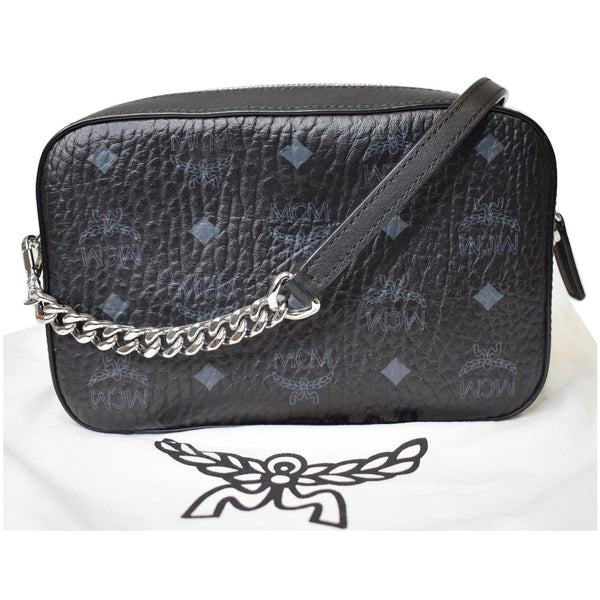 MCM Visetos Camera Monogram Leather Crossbody Bag Black